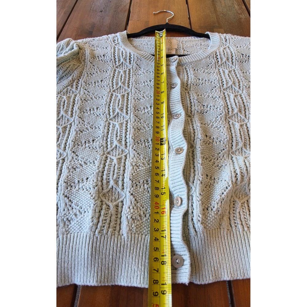 Knit Short Sleeve Cardigan Sweater L Coastal Preppy Old Money Cottagecore Fairy - Picture 7 of 8